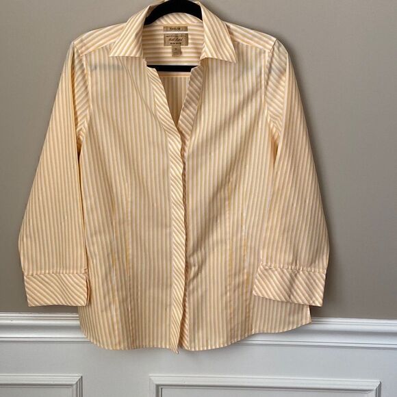 𝅺investments Taylor Gold Label Yellow Striped Blouse, Size 12 - Picture 1 of 9